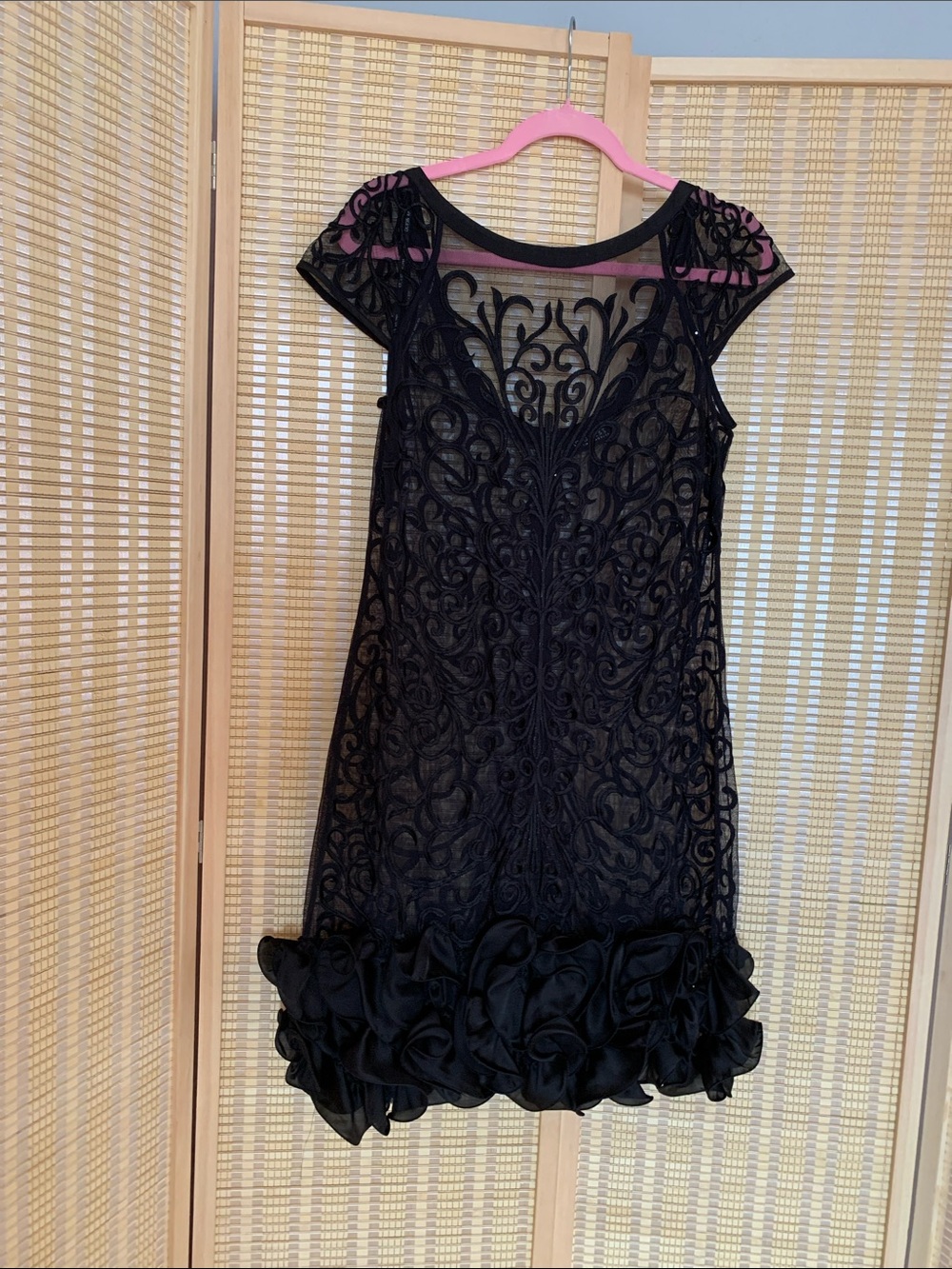Guess Black Lace Overlay Cocktail Dress